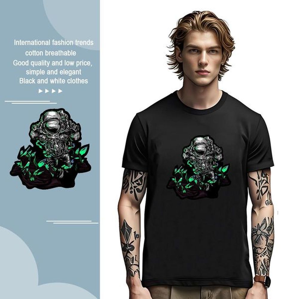 Fashion Design cosmonaut Men Tops Tees 230g Cotton T shirt DIY Logo Oversized Daily Wear O-Neck Short Sleeve Comfortable Clothings
