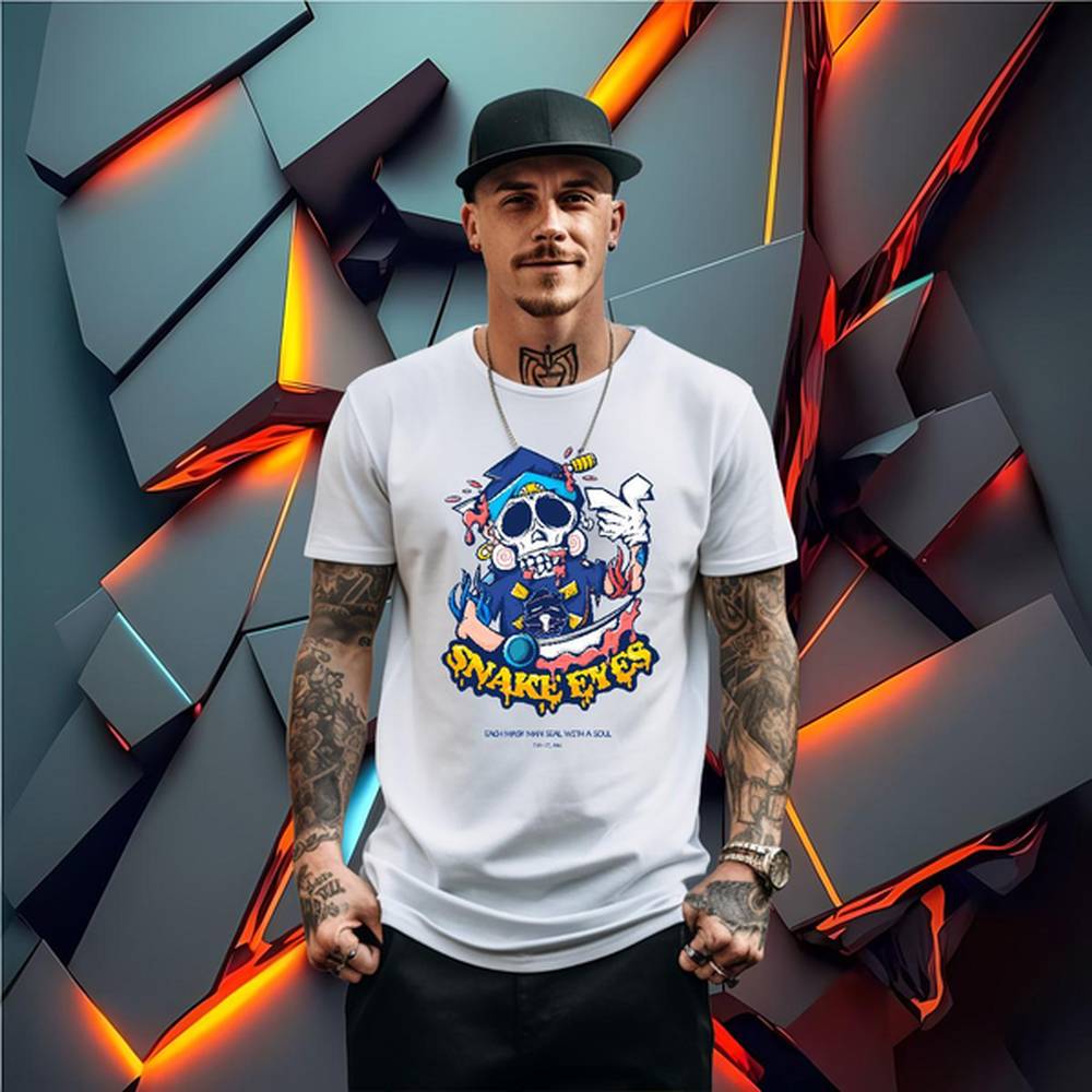 Fashion Design T-Shirts for Men Skeleton Cotton Breathable Soft 230g 100% Cotton Mens Tshirts Sports Casual DIY Anime Brand Tees