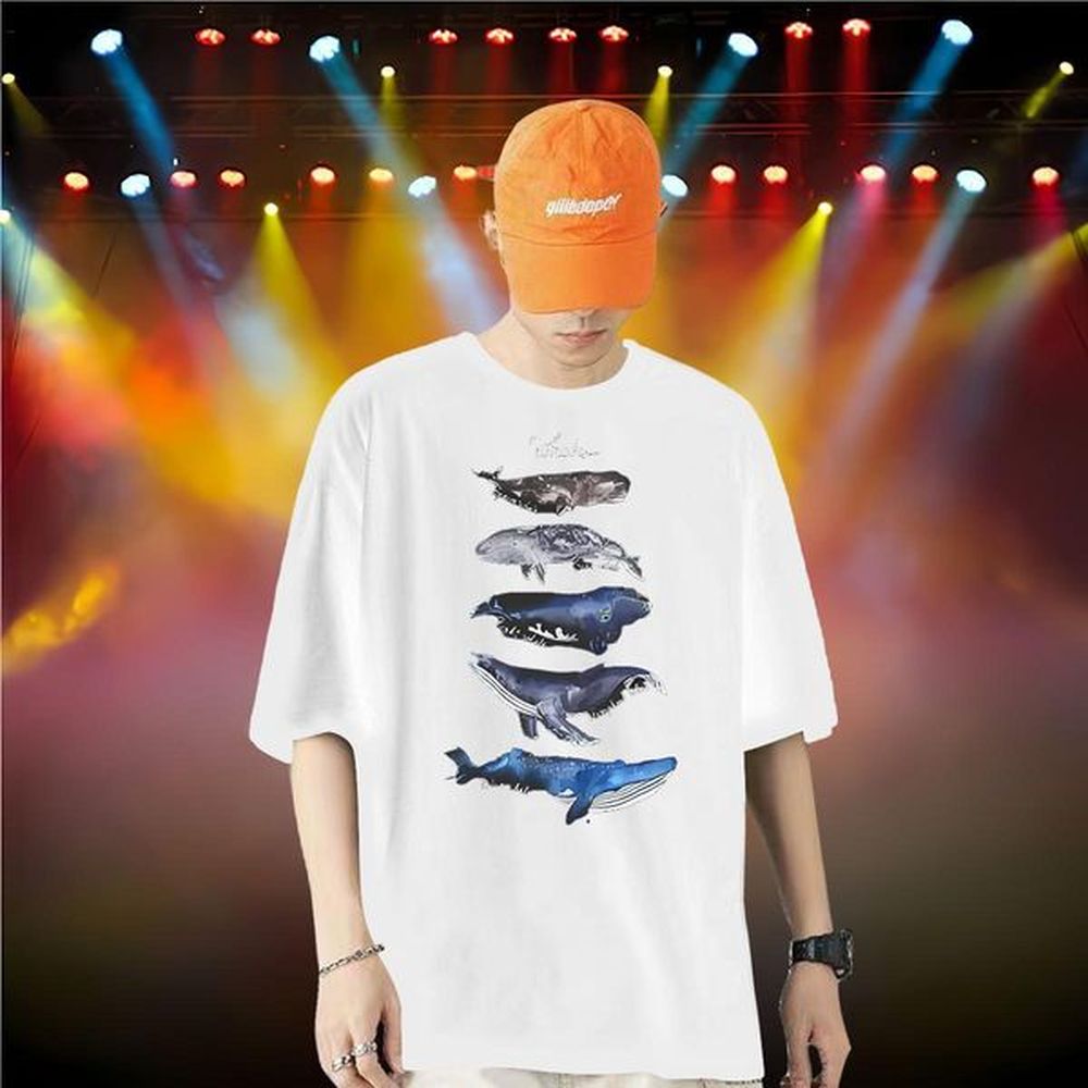 Fashion Designer 100% Cotton 230g T shirt whale Casual Beach Tshirt for Man Woman Clothings Breathable Short Sleeve Brand Asian Size