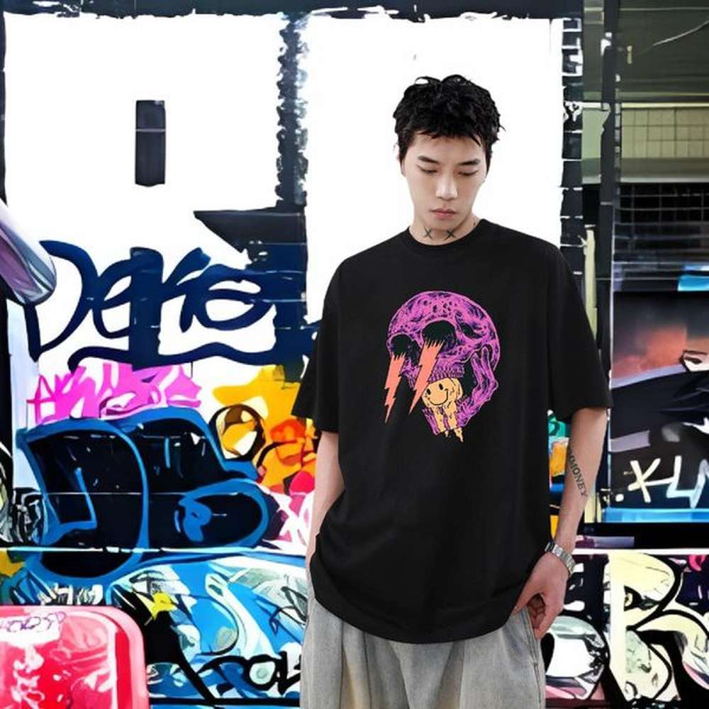 Fashion Designer Men T Shirts skull Top Tees 230g Pure Cotton Street Wear Popular DIY Printed Breathable Soft Men Tshirts