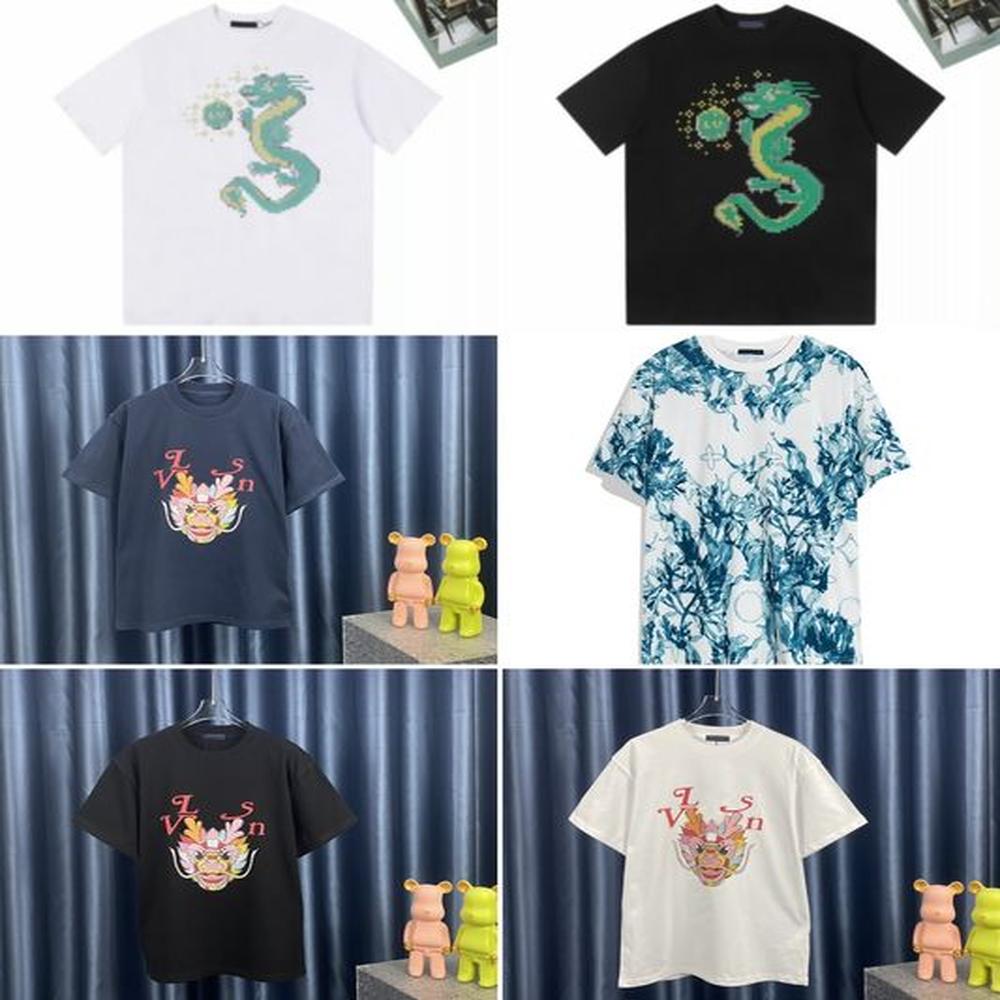 Fashion Designer Men's Print Dragon T shirt Dragon Year Male Short Sleeve Cotton T-shirts #1105