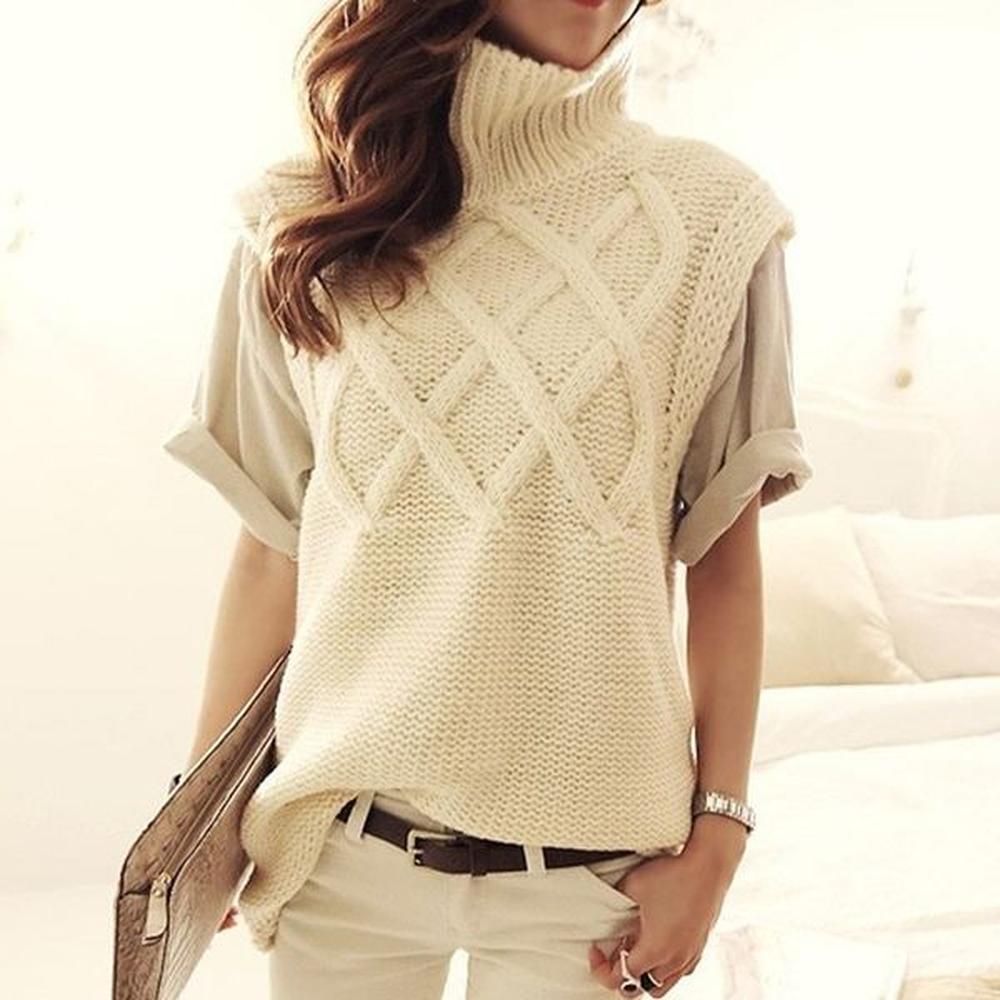 fashion fall winter women casual sleeveless thick warm knit