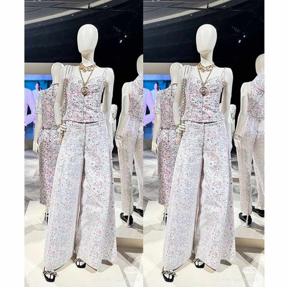 fashion flower design white jeans women high waist streetwear