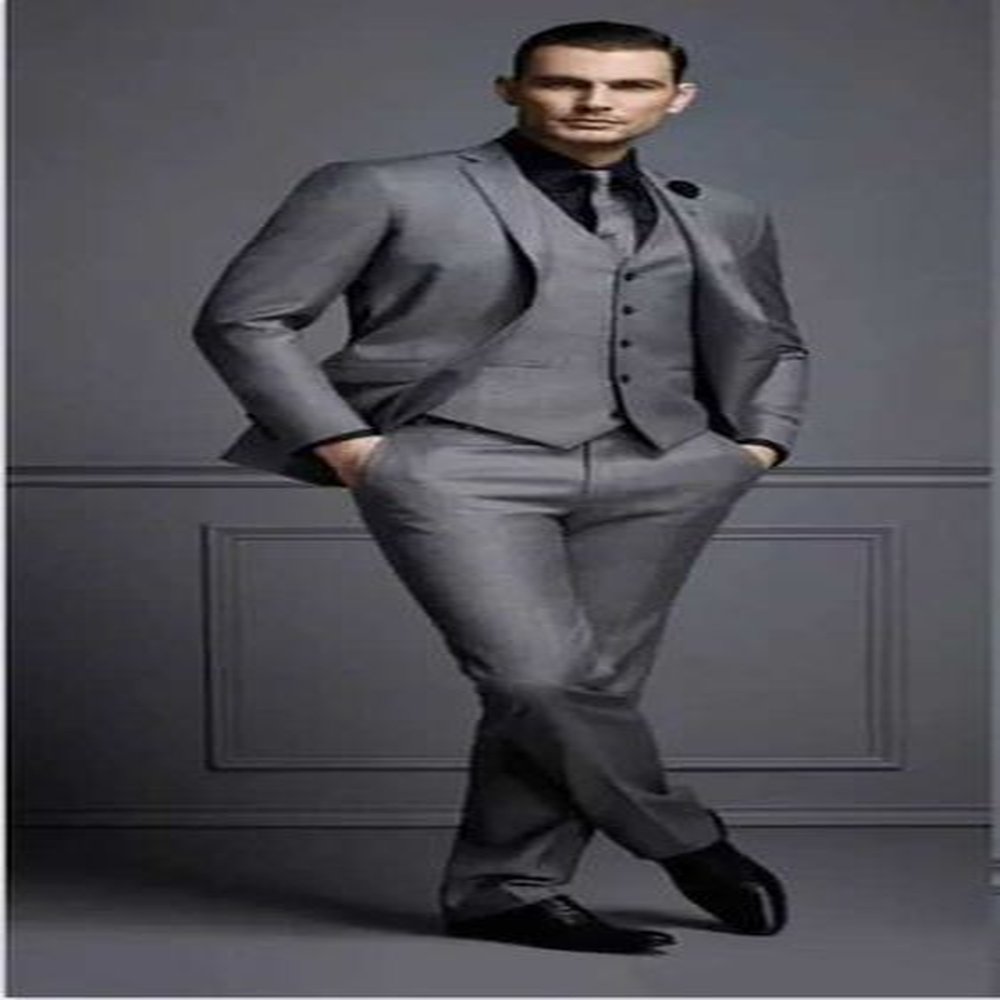Fashion Handsome Dark Gray Mens Suits Groom Blazer Wedding Suits For Best Men Slim Fit Groom Tuxedos For Man(Jacket+Vest+Pant) LX241022