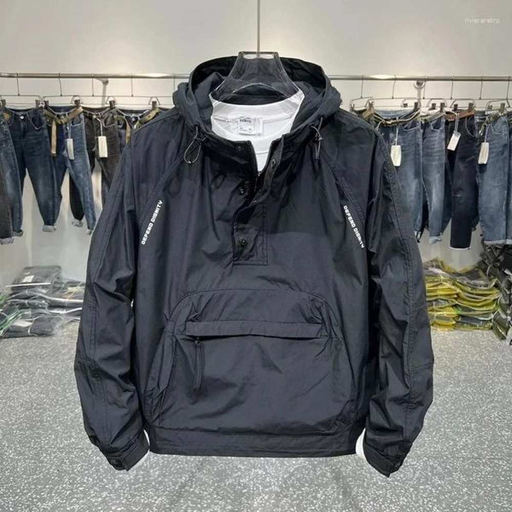 Fashion Harajuku Jackets Men's Y2k Autumn Cargo Big Hood Hooded Top Zipper Pocket Jacket Storm Gothic Casual Loose Coat Trend ed