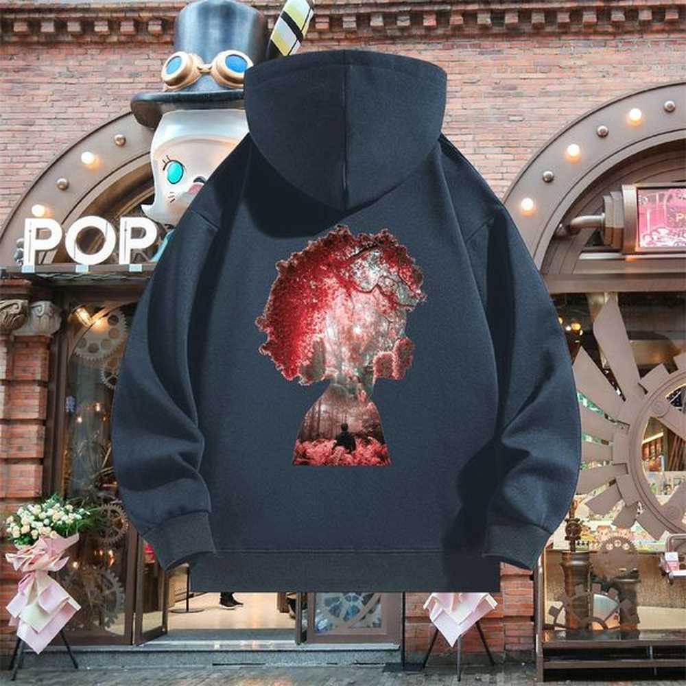 Fashion Hooded Sweatshirt Long Sleeve Drawstring Soft Men's Hooded Sweatshirt Customized Print Tops Pullover Hoodie Y2K Thick Fleece