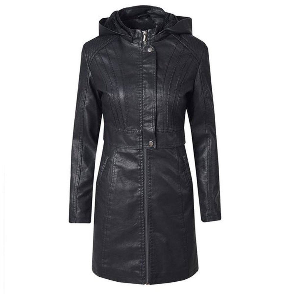 fashion leather coats womens spring autumn clothing long section slim