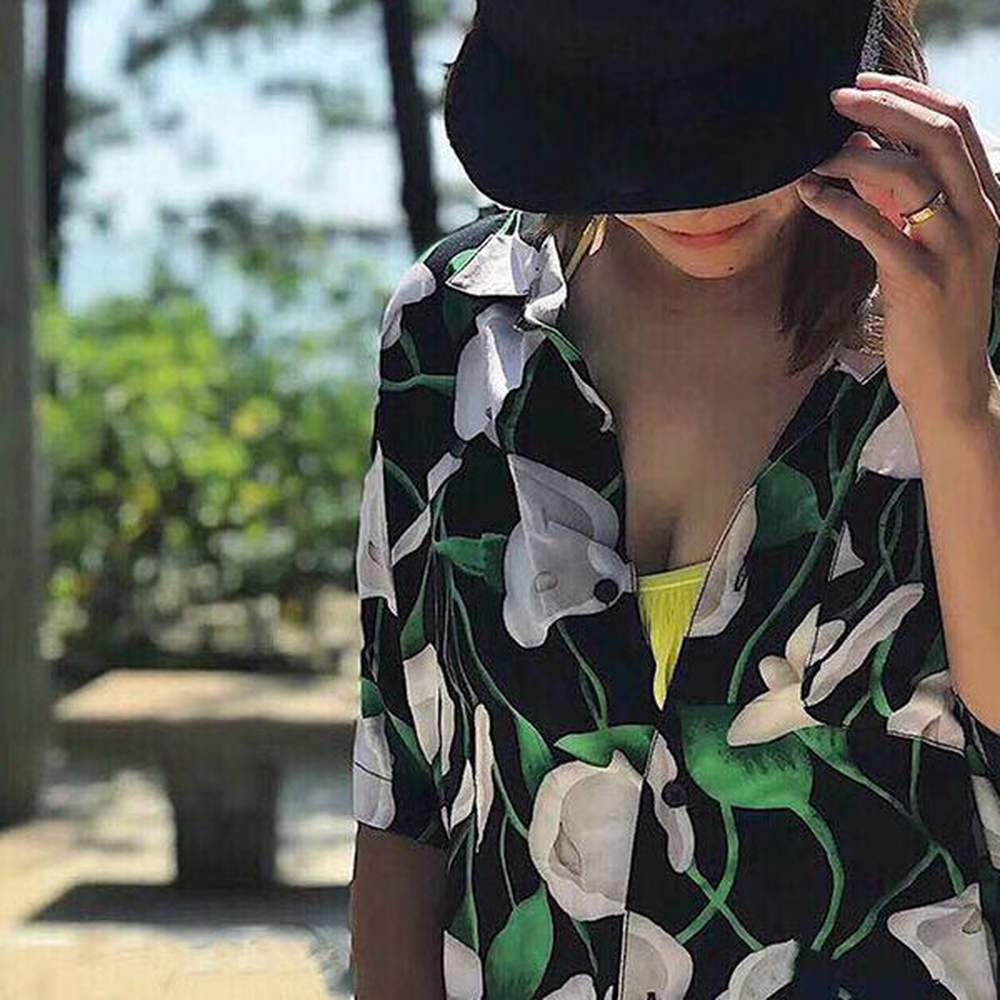 Fashion- Logo Lily Rayon Short Sleeve Shirt Hawaiian Flower Shirt Summer Beach T-shirt Casual Street Holiday Fashion HFYMTX346
