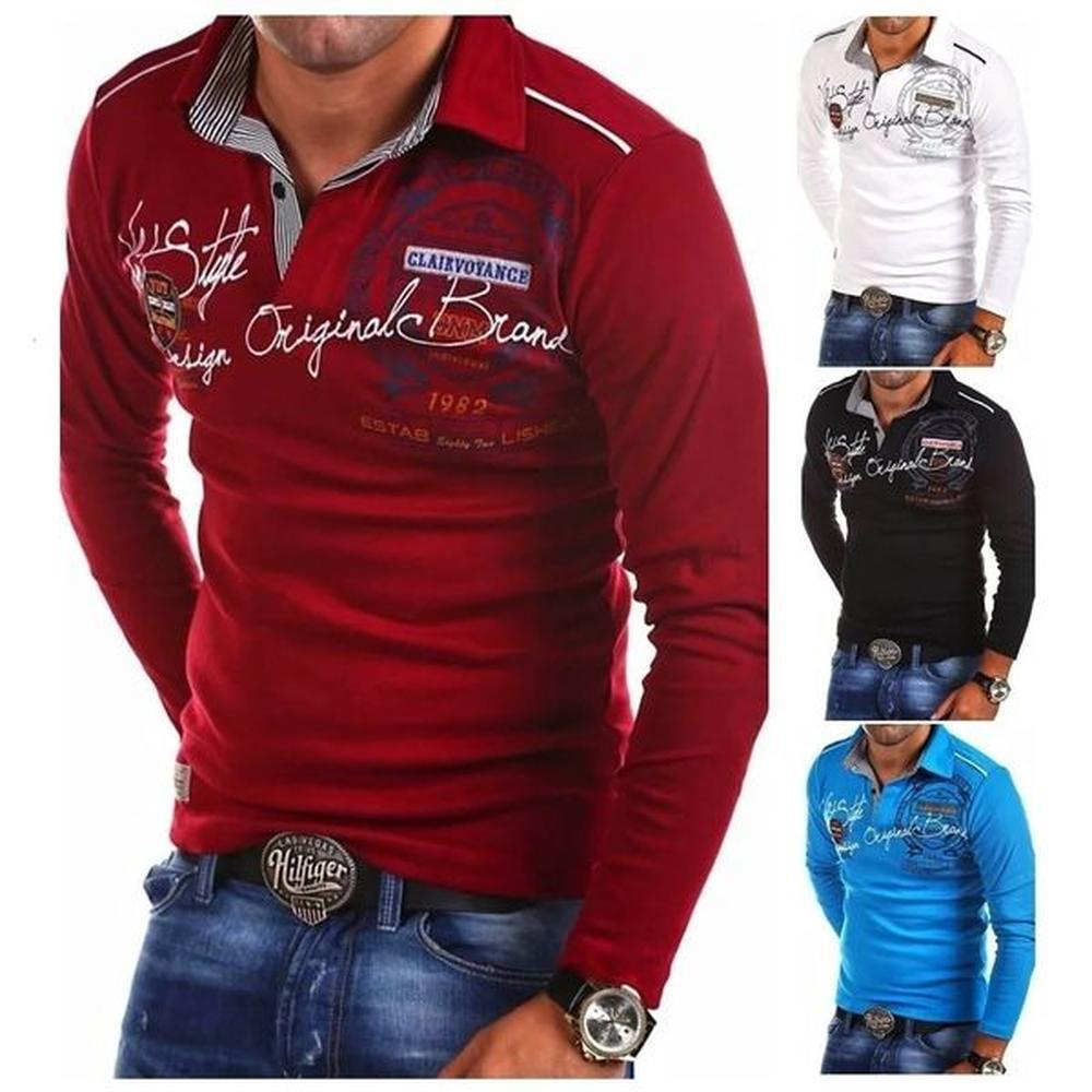 Fashion Long Sleeve Polo Mens Casual Print Slim Shirt Polo Shirt Mens 4XL Para Hombre Polos 240717