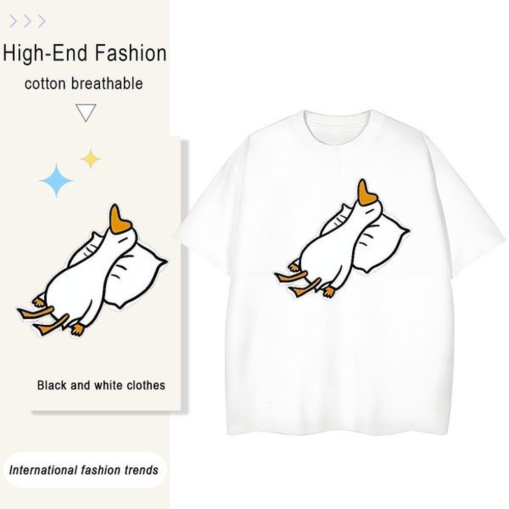 Fashion Men Clothes T-Shirt duck Casual 230g Cotton Tops Tees Breathable Crew Neck Designer T Shirts Men Black White