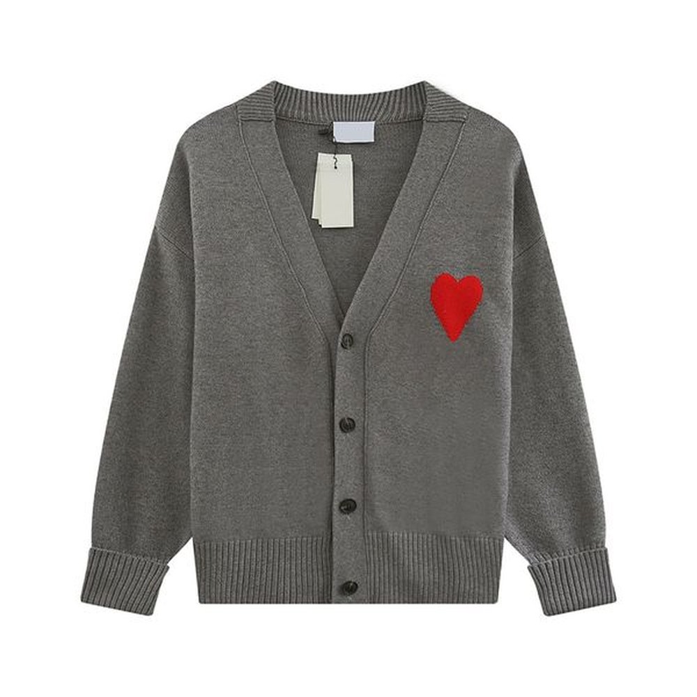 Fashion men's and women's wear designer shirt knitted sweater embroidered heart solid color big love crewneck long sleeve knitted