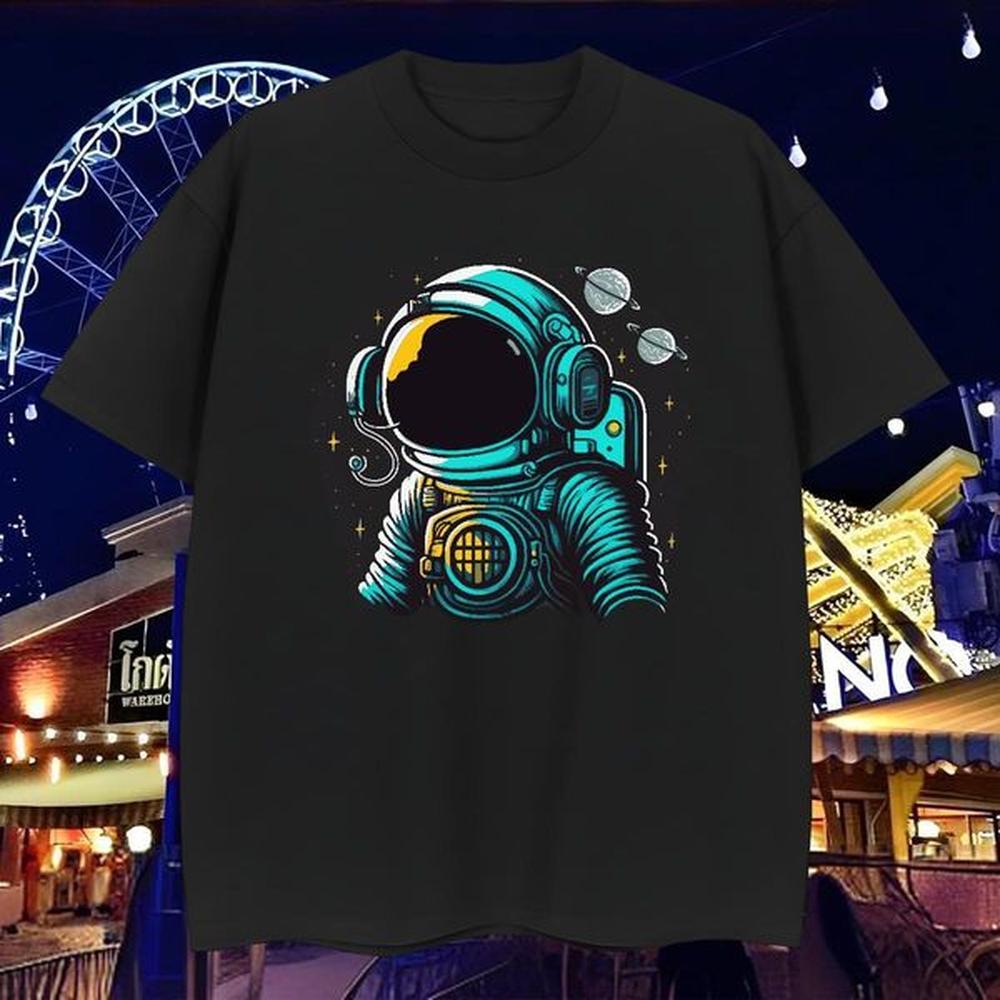Fashion New T-Shirts cosmonaut 230g Cotton Men Clothes T-Shirt Street Casual Breathable Short Sleeve DIY Printed Classic Top Tees