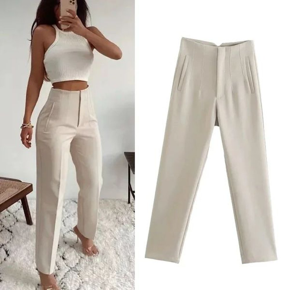 fashion office wear high waist pants women formal pants office
