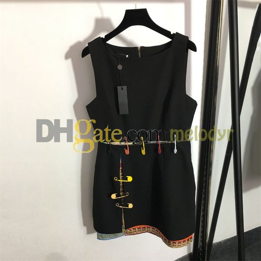 fashion patchwork dress designer sleeveless skirts fake two piece vest