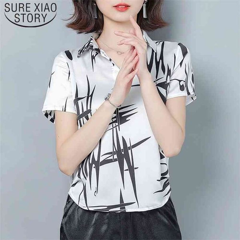 fashion print shirt plus size women clothes summer short sleeve