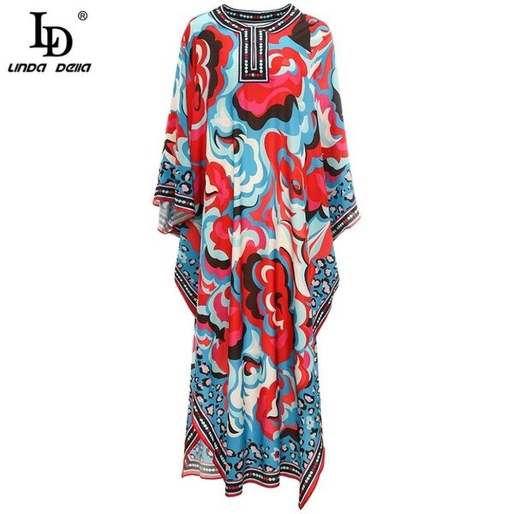 fashion runway loose plus size long dress womens batwing sleeve