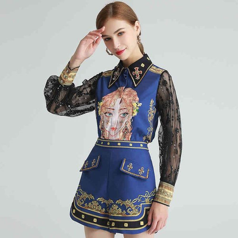 fashion set spring womens long sleeve crystal diamond sequins beaded