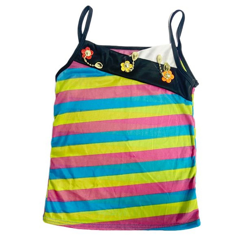 fashion trend design retro loose art fan rainbow stripe camisole