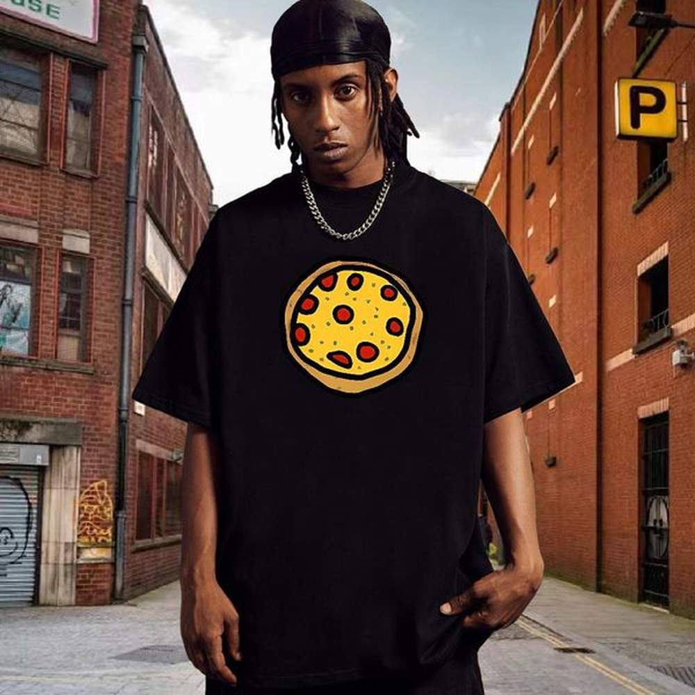 Fashion Tshirts 230g 100% Cotton Street Pizza Pure Cotton Mens T Shirts Comfortable White Plus Size Top Tees