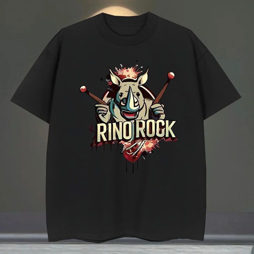 Fashion Tshirts rhinoceros Summer Casual 100% Cotton 230g Polos Breathable Crew Neck Cool Design T-Shirts Asian Size