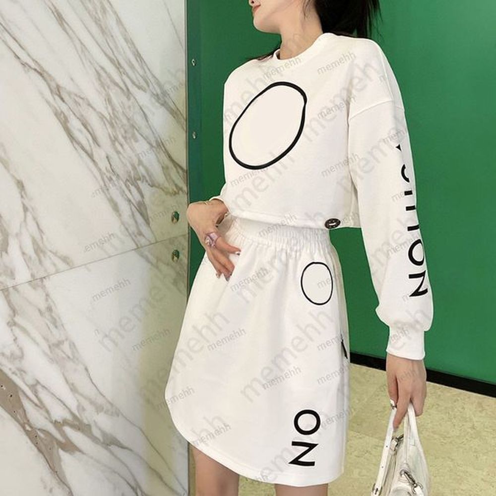 fashion two piece dress loose and breathable printed long