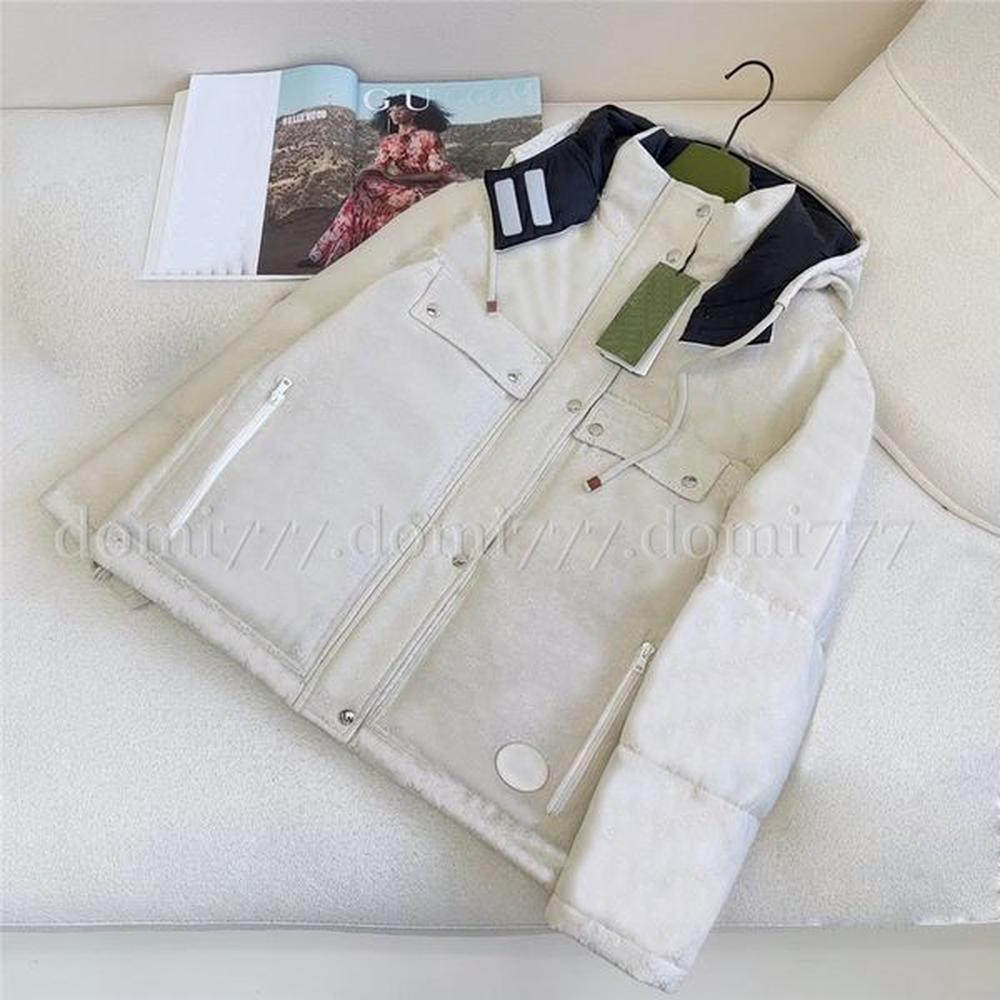 fashion winter warm jacket hooded jacket with letter logo short