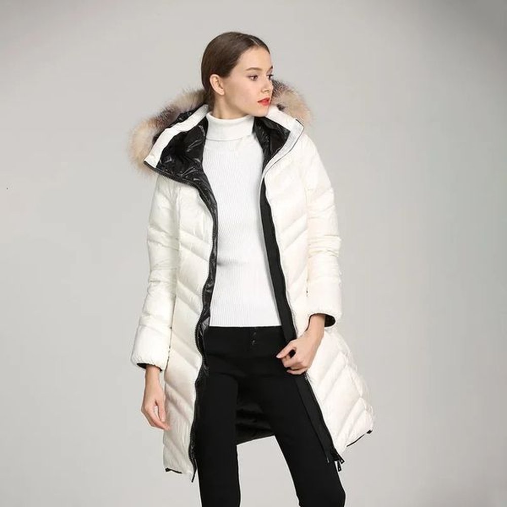 fashion winter white down jacket black and white jacket outdoor