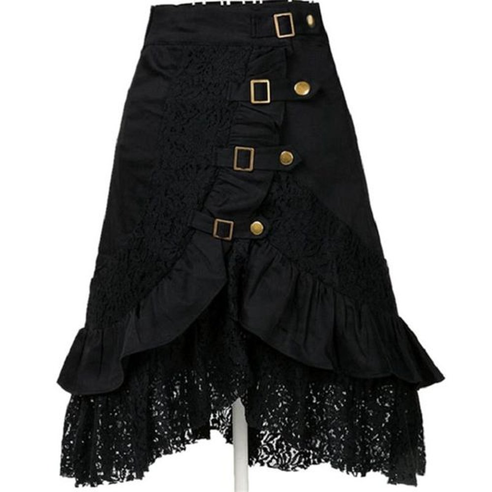 fashion women high waist skirts ladies gothic victorian black