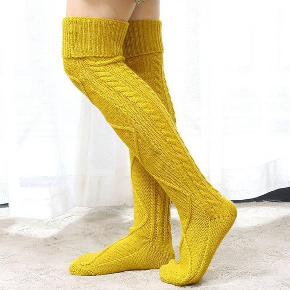 fashion women hosiery cable knit thigh boot socks over knee