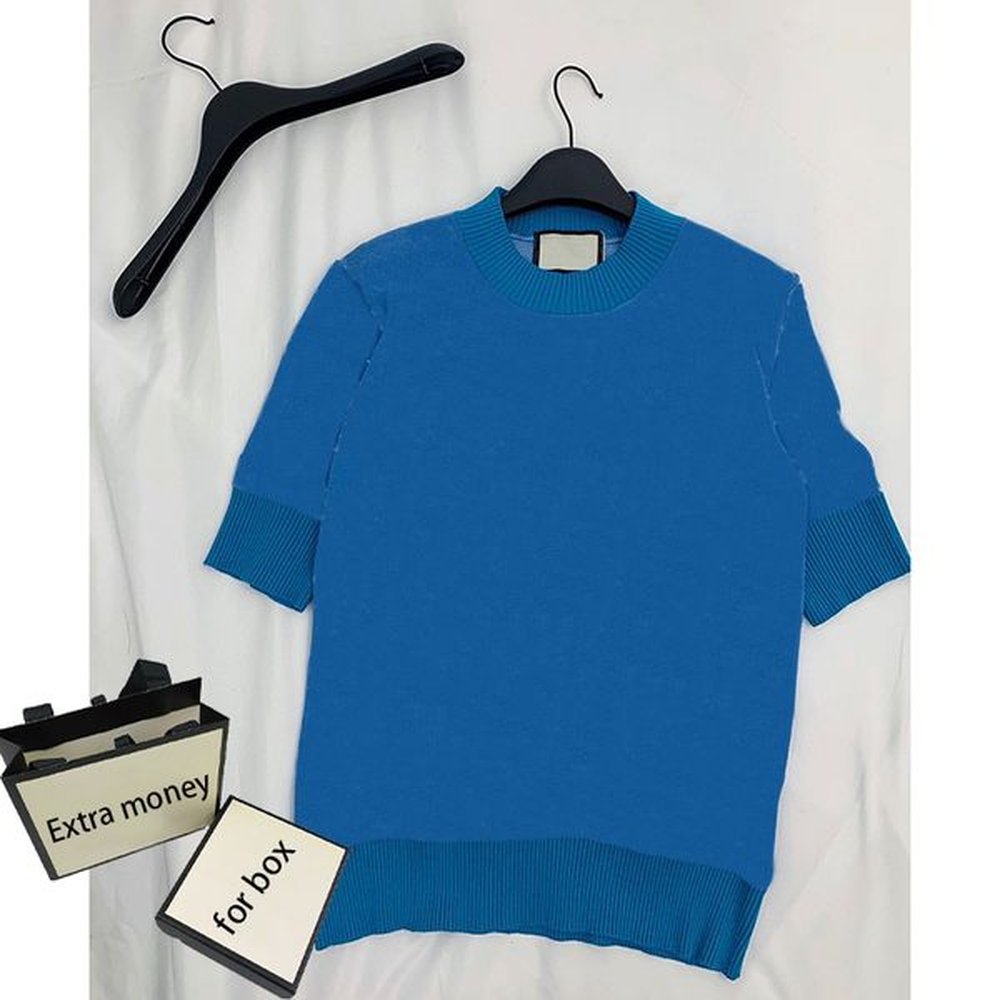 fashion women knits classic letter print tops crew neck short