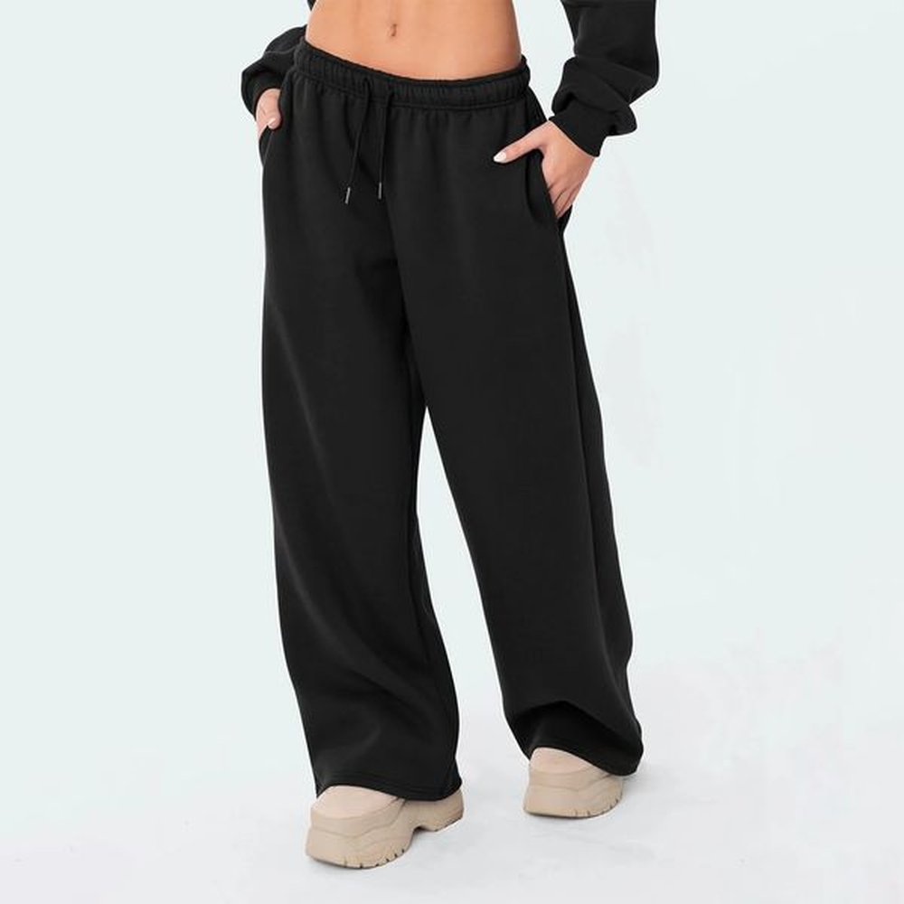fashion womens casual pants joggers sweatpants solid color drawstring high