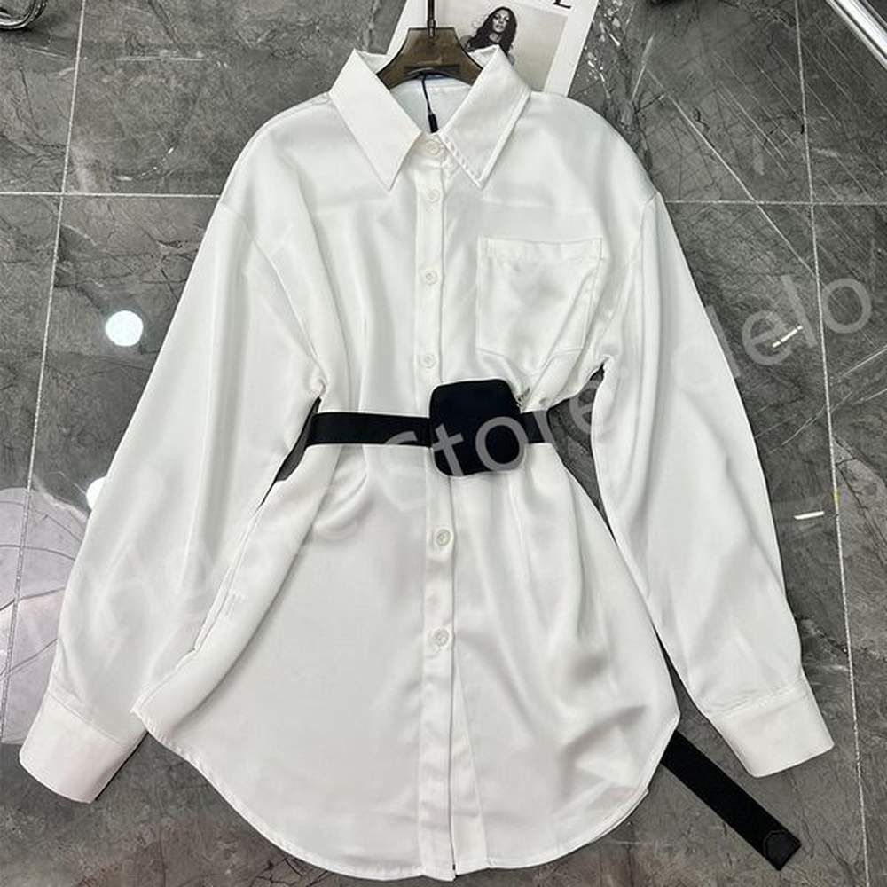fashion womens top long sleeve with pocket and logo blouse