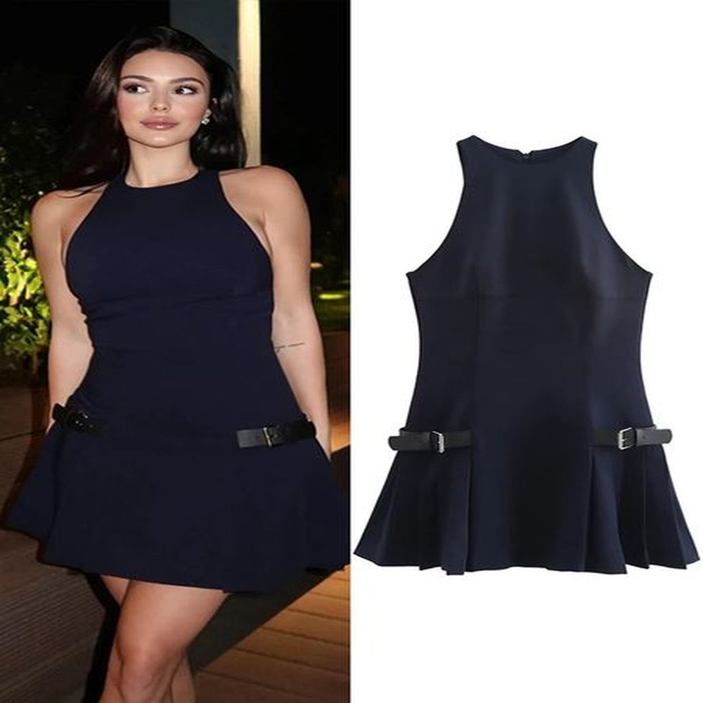fashion yk pleated mini dress for women elegant sleeveless