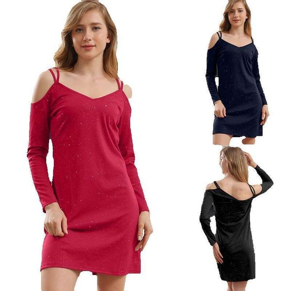fashionable autumn and summer womens off shoulder suspender long sleeved