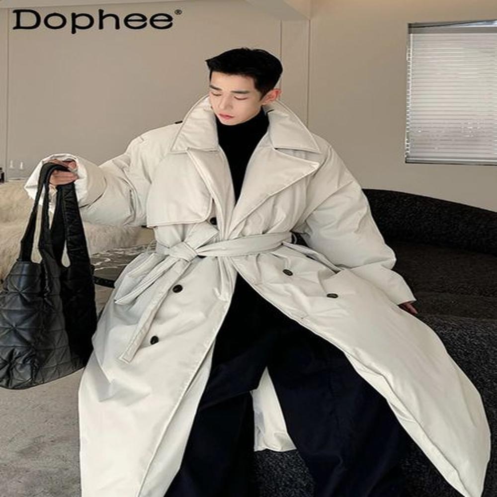 Fashionable down cotton lined mens fashionable winter thick and warm high-end lace long sleeved jacket 241121