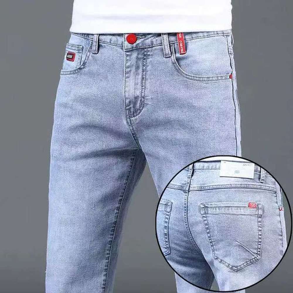 Fashionable Korean style mens slim fit jeans fashionable breathable denim pants luxurious and comfortable summer wear elastic pants for dail