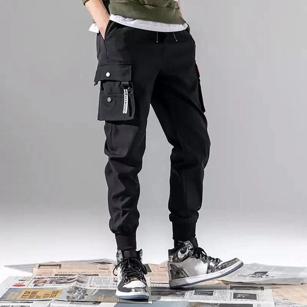 Fashionable Mens Joggers Sports Pants Multiple Pockets Casual Cotton Cargo Gym Sweatpants Trousers Long 241202