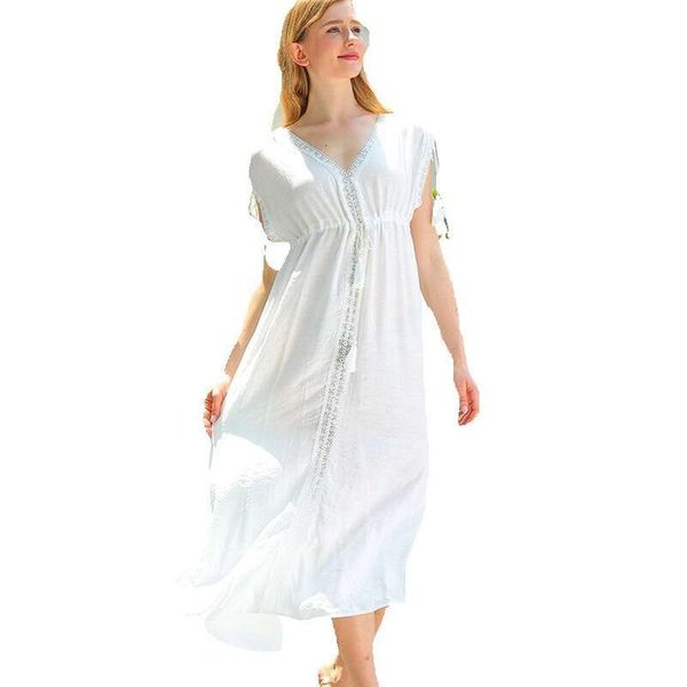 fashionable womens clothing patchwork lace sexy deep vneck vacation