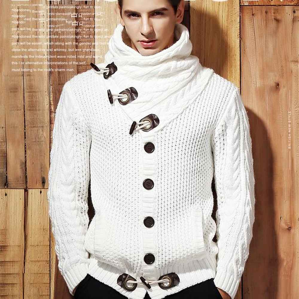 Fashion-Cardigans Cotton Sweaters 2018 New High Quality Solid Color Slim Front Button Mens Coats All-Match Pullover Outerwear Jackets