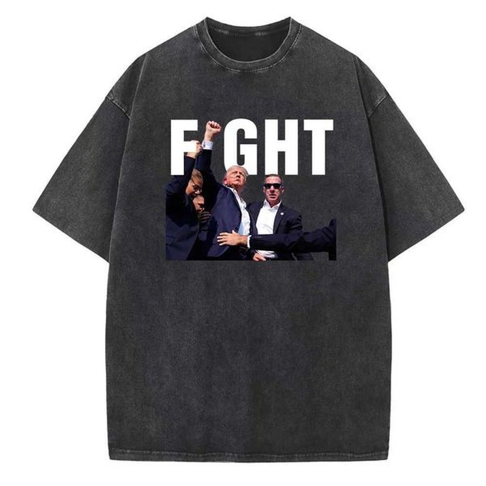 Fight Trump! Trump never stops fighting retro Harajuku summer unisex O-neck short sleeved cotton T-shirt X241107