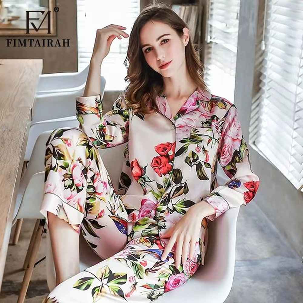 fimtairah a mm mulberry silk pajama womens set flower