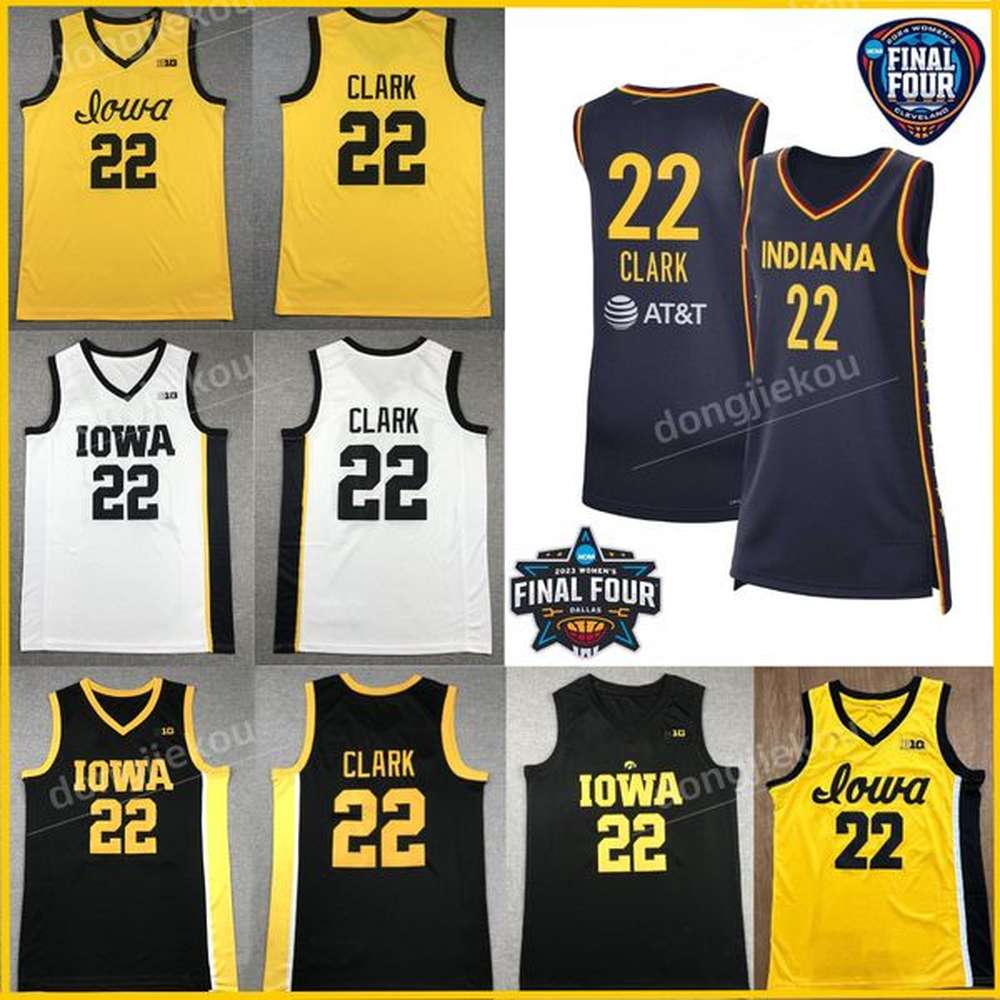 2024 Final Four Jerseys 4 Indiana Caitlin Clark Women College Basketball Iowa Hawkeyes 22 Caitlin Clark Jersey Home Away Yellow Black White
