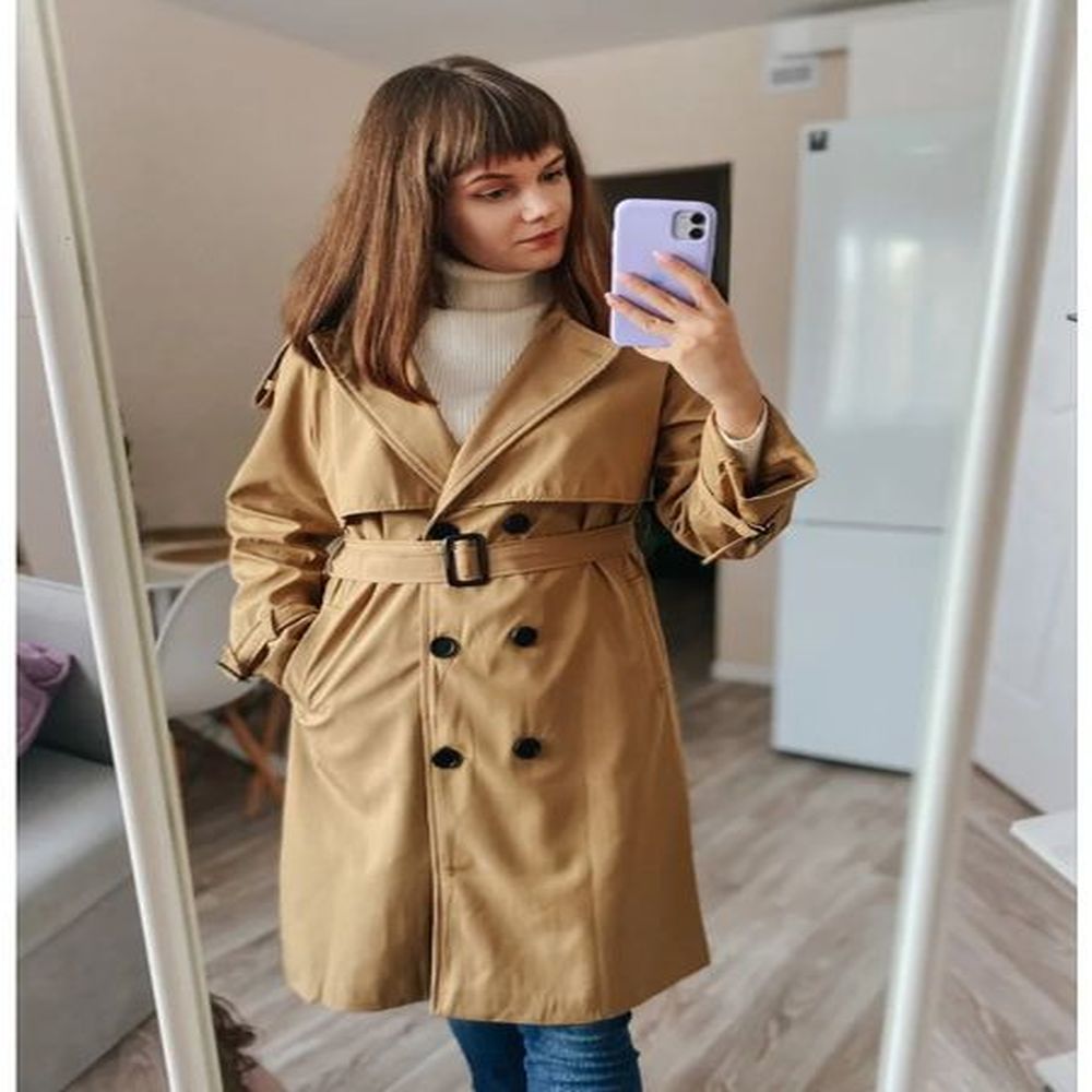 fitaylor spring autumn casual women double breasted solid trench office