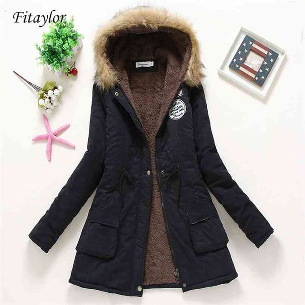 fitaylor winter padded coats women cotton wadded jacket medium long
