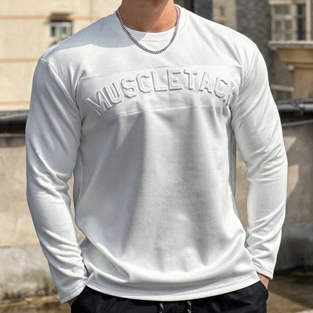 Fitness Short sleeve Mens Basketball Letters Solid Color T-shirt Training Clothing Loose Sports Suede Long SleevesXJ241210