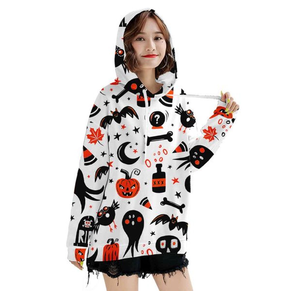 fleece hoodie new halloween hoodie long sleeve round neck