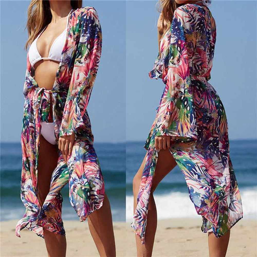 floral tunic for beach bathing suit cover ups long chiffon