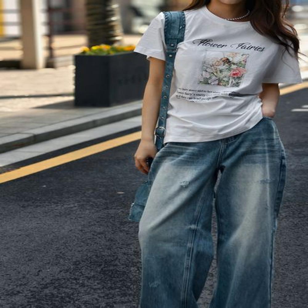flower garden secret realm commuting leisure tshirt daily simple loose