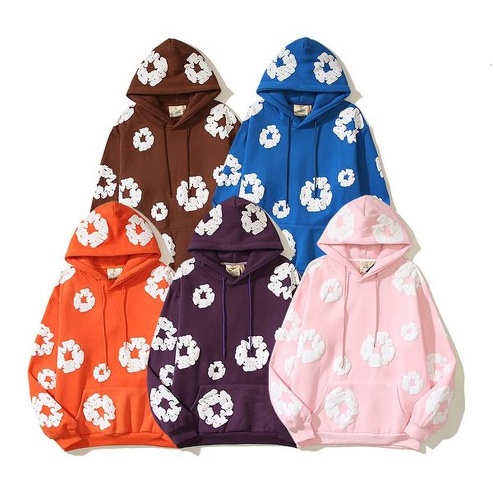 flower puff hoodies sweatshirts denim womens tearss same style foam