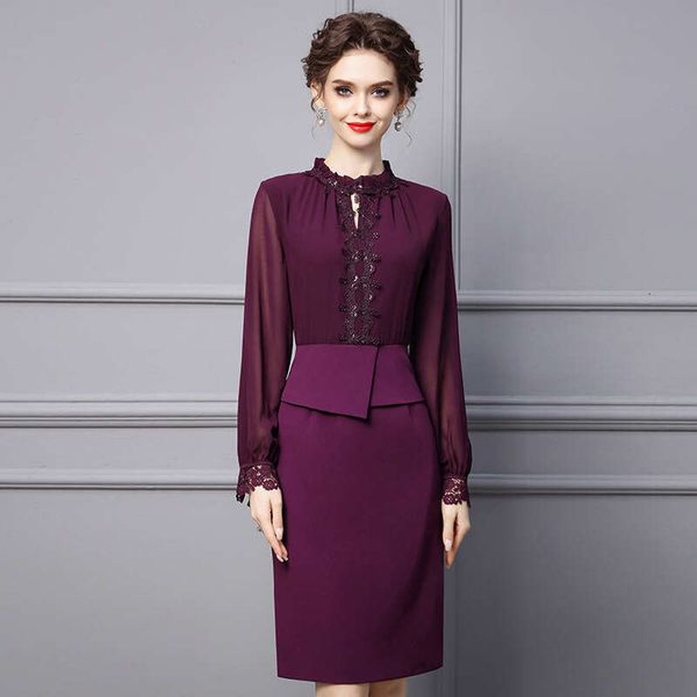 formal occasion dress autumn new item black fungus edge